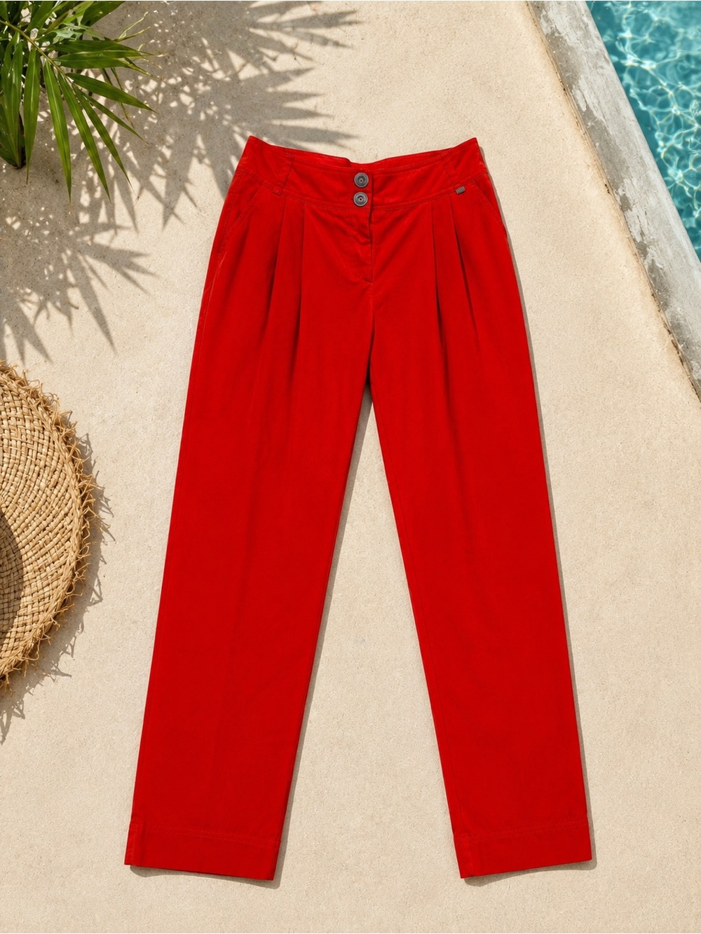 AIRFIELD High- Rise Cotton Trousers in Poppy Red - Size EU 36 (US 4–6)
